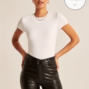 Abercrombie & Fitch Short-Sleeve Cotton Seamless Fabric Crew Bodysuit